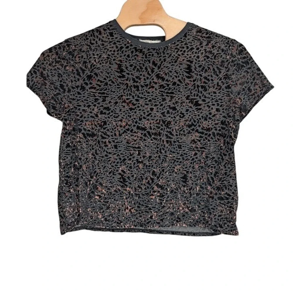 We The Free Women's‎ Teddy Velvet Burnout Short Sleeve Shirt animal print sz S